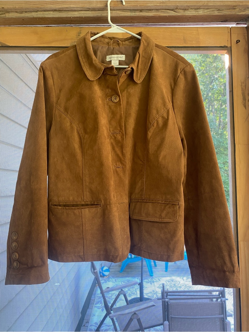 Christopher & Banks Chestnut Brown Suede Button Jacket